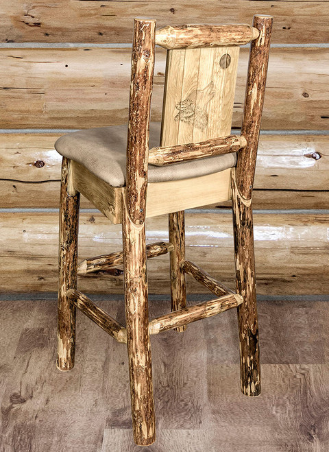 Cascade Barstool with Buckskin Upholstery and Back - Wolf