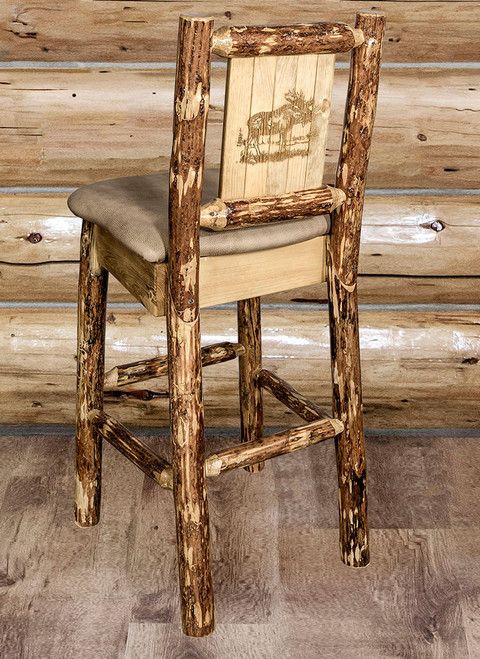 Cascade Barstool with Buckskin Upholstery and Back - Moose