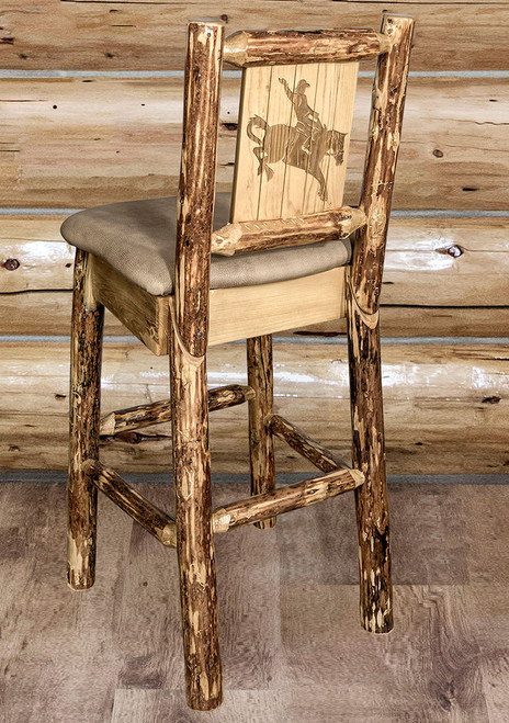 Cascade Barstool with Buckskin Upholstery and Back - Bronc