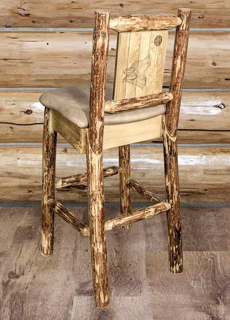 Cascade Counter Stool with Buckskin Upholstery and Back - Wolf