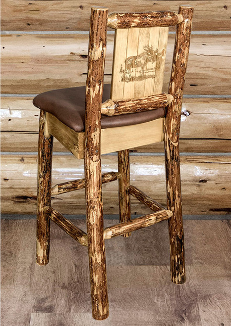 Cascade Counter Stool with Saddle Upholstery and Back - Moose