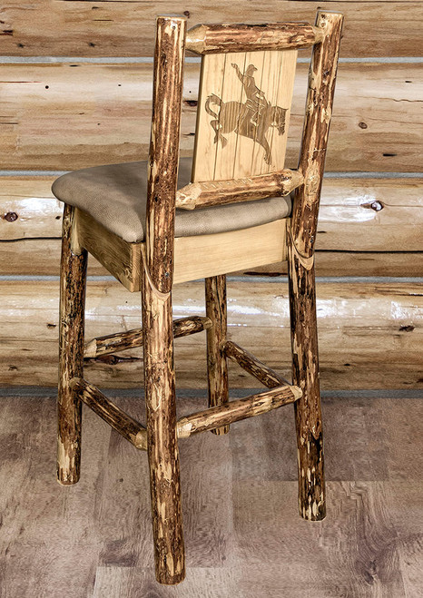 Cascade Counter Stool with Buckskin Upholstery and Back - Bronc