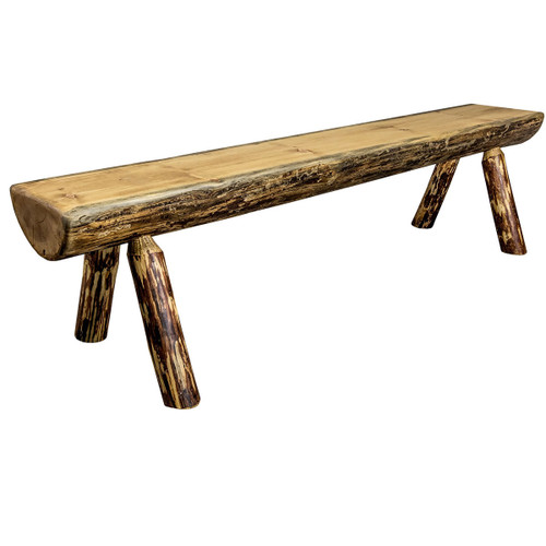 Cascade Half Log Bench with Stain Finish - 5 Foot