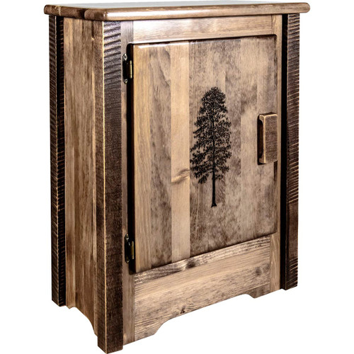 Denver Cabinet with Engraved Pine - Left Hinged