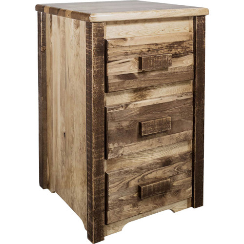 Denver Nightstand with Three Drawers - Stained & Lacquered