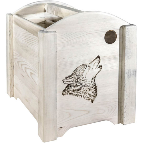 Denver Magazine Rack with Engraved Wolf - Lacquered