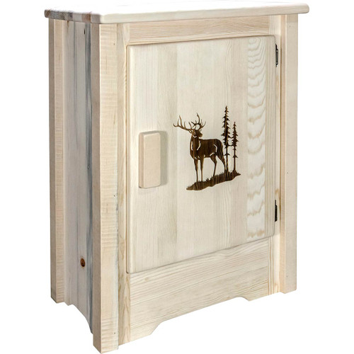 Denver Cabinet with Engraved Elk - Right Hinged - Lacquered