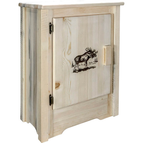 Denver Cabinet with Engraved Moose - Left Hinged - Lacquered