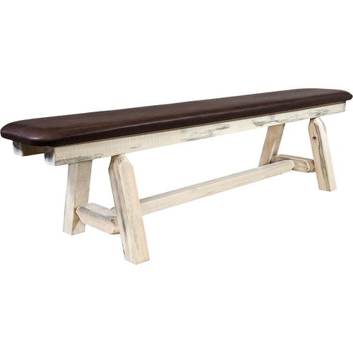 Denver Plank Bench with Saddle Seat - 6 Foot - Lacquered