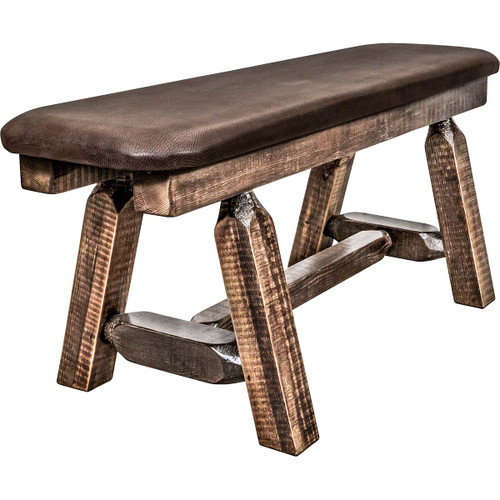 Denver Plank Bench with Saddle Seat - 45 Inch - Stained & Lacquered