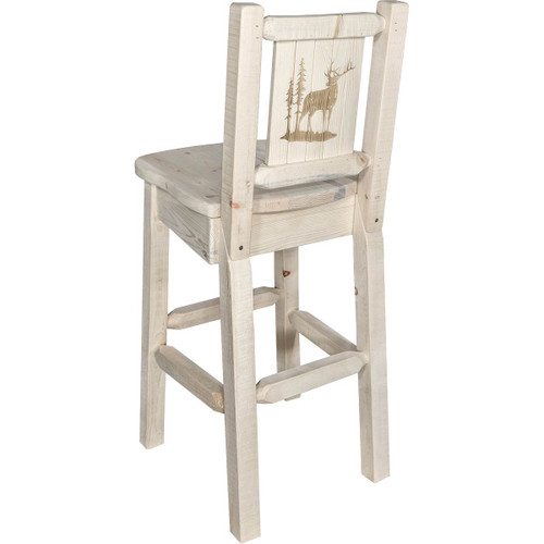 Denver Barstool with Engraved Elk Back - Lacquered