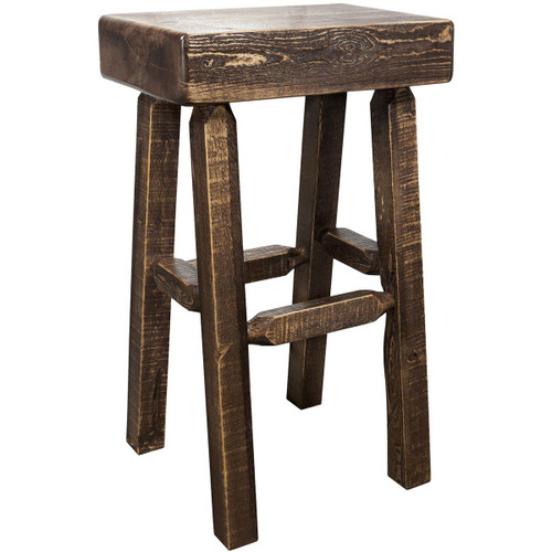 Denver Counter Height Half Log Barstool - Stained & Lacquered