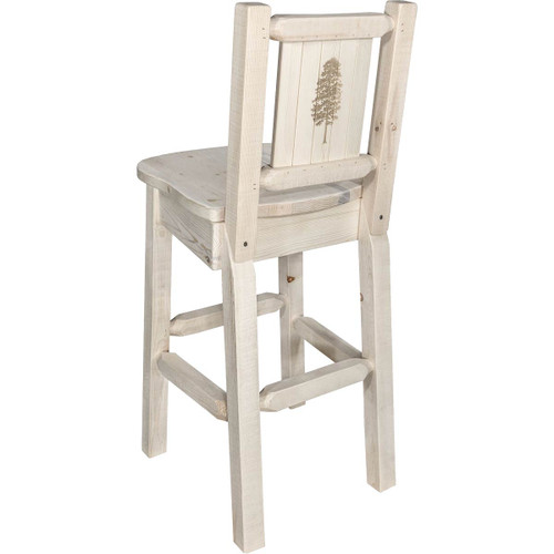 Denver Barstool with Engraved Pine Tree Back - Lacquered