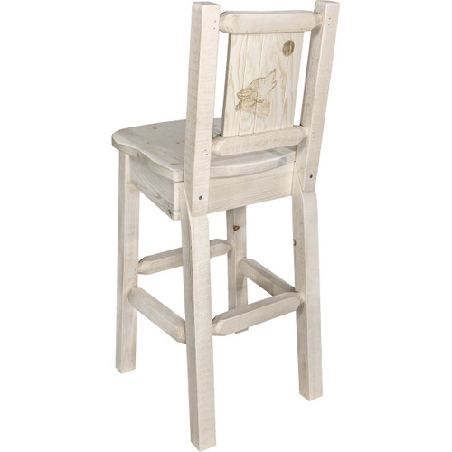 Denver Barstool with Engraved Wolf Back - Lacquered