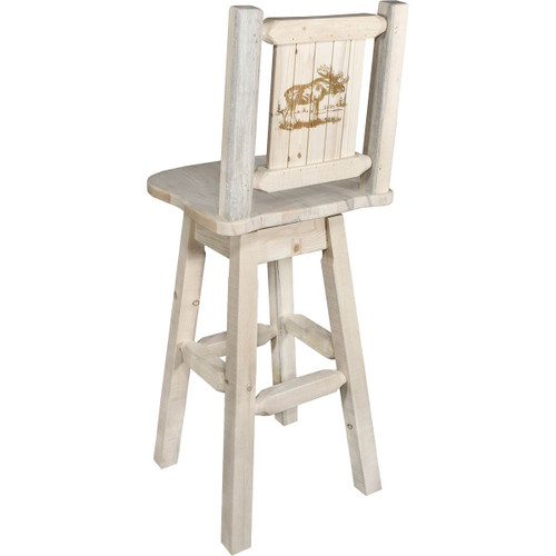 Denver Swivel Barstool with Engraved Moose Back - Lacquered