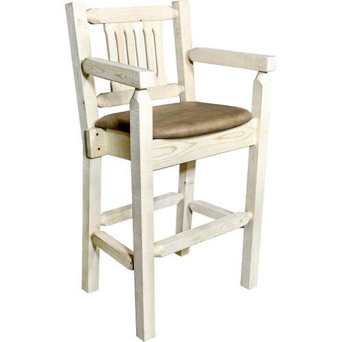 Denver Captain's Barstool with Buckskin Seat - Lacquered