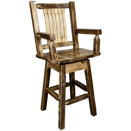 Denver Swivel Captain's Barstool - Stained & Lacquered