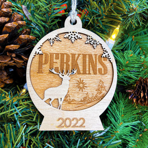 Elk Snow Globe Personalized Ornament