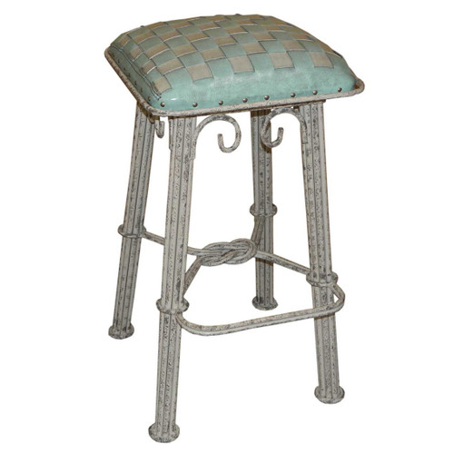 Coronado Ash Iron Counter Stool - Ash Turquoise Leather