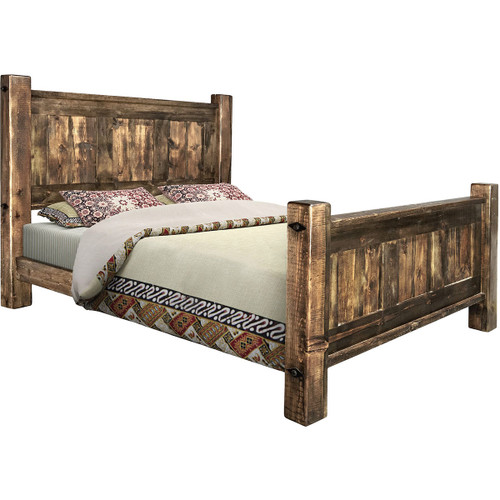 Lima Sawn Bed with Iron & Provincial Stain - Queen