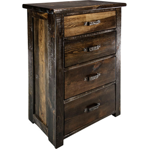 Lima Sawn 4 Drawer Chest with Iron - Jacobean Stain