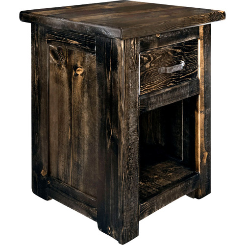 Lima Live Edge 25 Inch Nightstand with Iron - Jacobean Stain