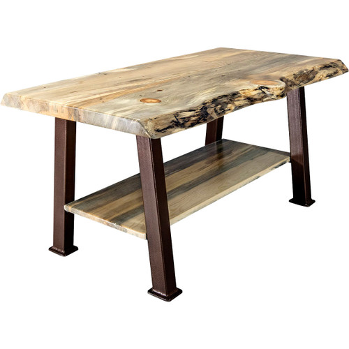 Lima Coffee Table with Shelf & Copper Creek Legs - Clear Lacquer