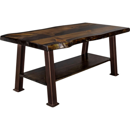 Lima Coffee Table with Shelf & Copper Creek Legs - Jacobean Stain