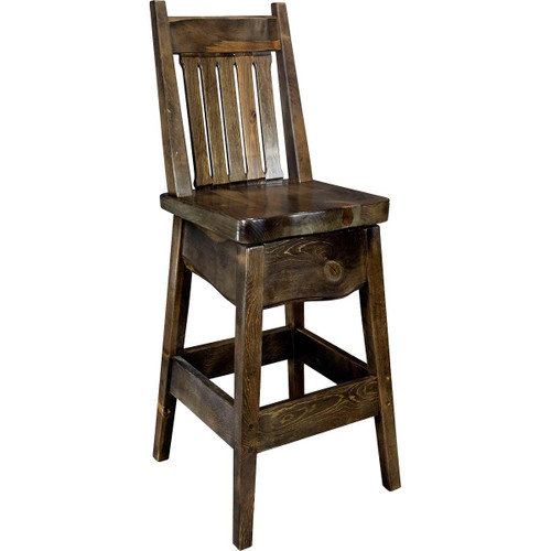 Lima 24 Inch Barstool with Back - Jacobean Stain