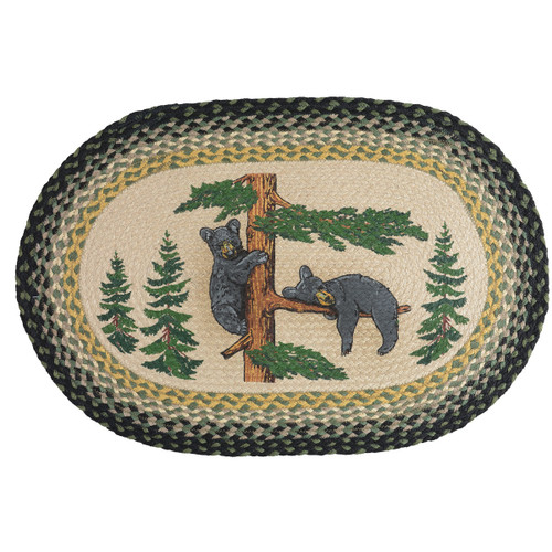 Mountain Stream Moose Braided Jute Rug Black Forest Decor