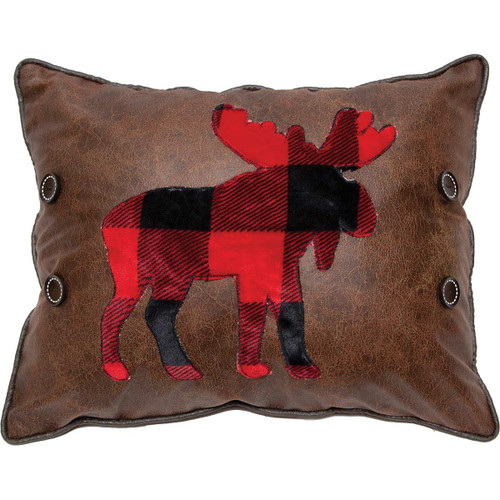 Plaid Moose Accent Pillow