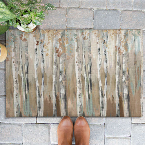 Birches at Dusk Outdoor Rugs