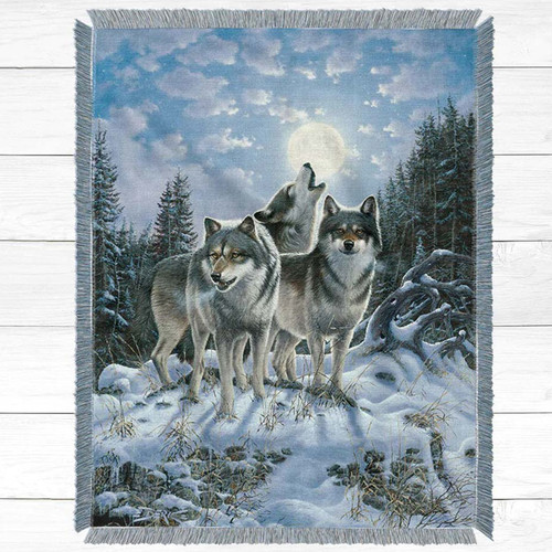 Wolf Howl Throw Blanket - Large