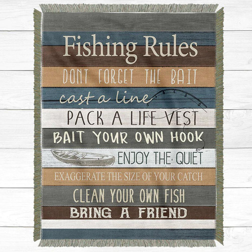 Fishing Rules Throw Blanket - Large