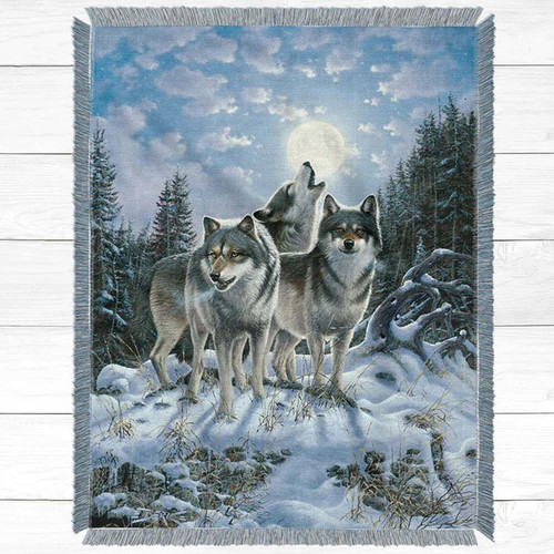 Wolf Howl Throw Blanket - Small