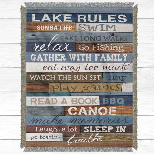 Lake Rules Throw Blanket - Large