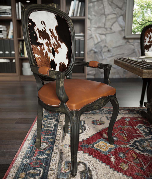 Cowhide Accent Dining Chair w/Arms