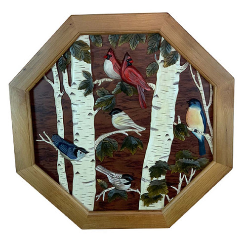 Octagon Framed Songbirds Wall Art