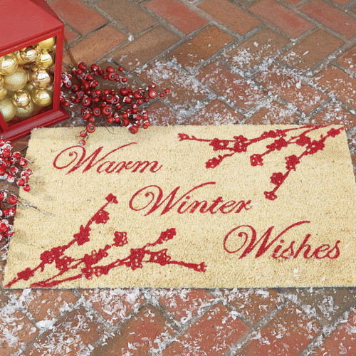 Red Winter Branch Doormat