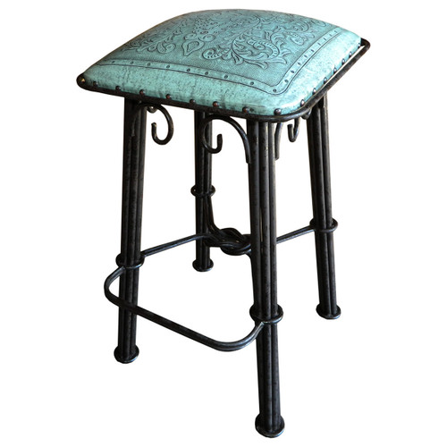 Coronado Iron Stool - Colonial Turquoise