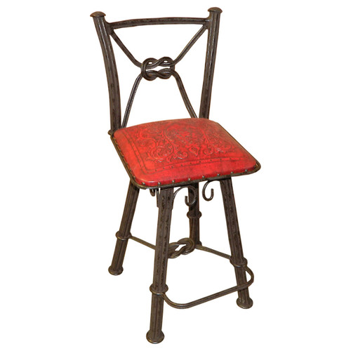 Coronado Iron Stool w/ Swivel Back - Colonial Red