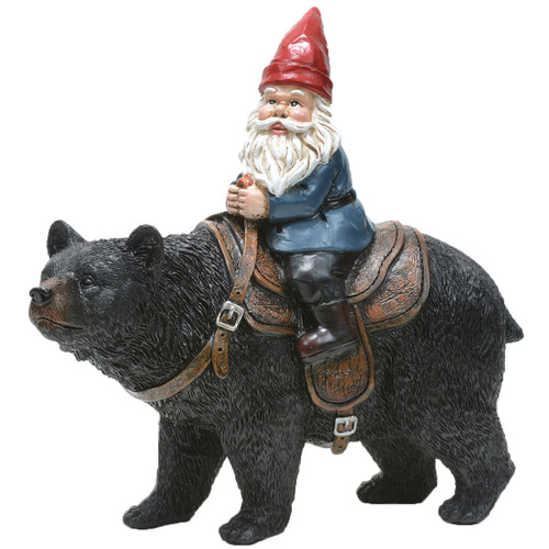 Gnome Rider Bear Figurine