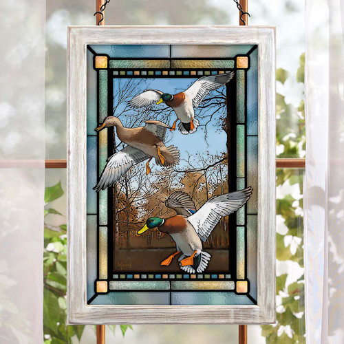 Ducks in Flight Stained Glass Art