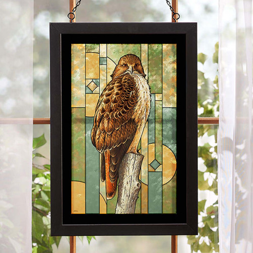 Proud Hawk Stained Glass Art