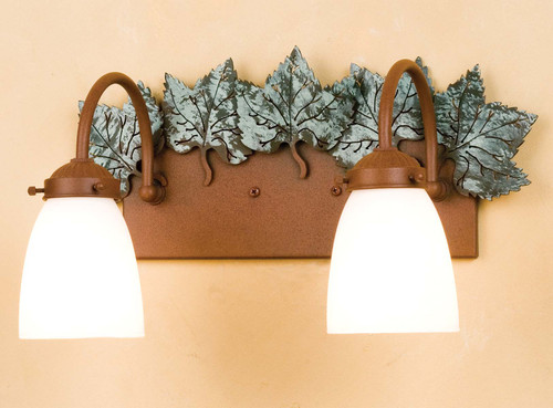 Green Maple Leaves 2-Light Wall Sconce