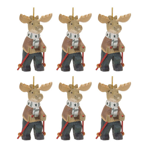 Alpine Adventure Moose on Skis Ornament - Set of 6