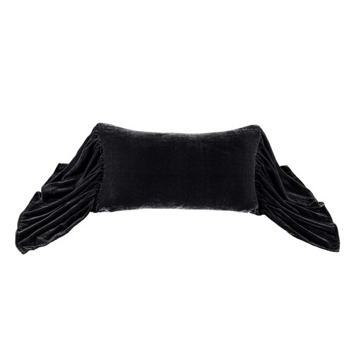 Midnight Velvet Long Ruffled Pillow