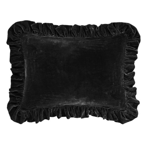 Midnight Velvet Ruffle Euro Pillow