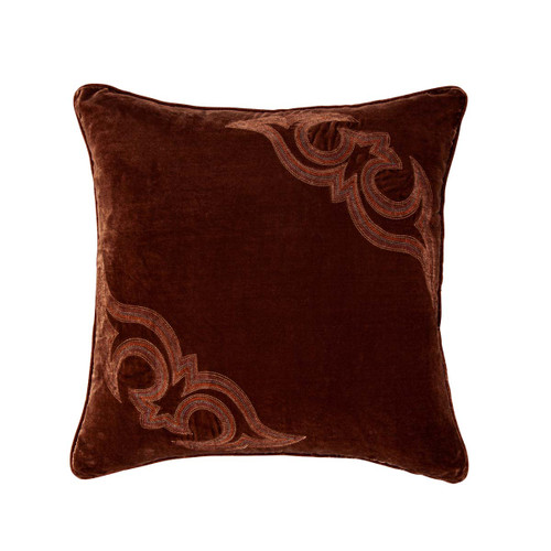 Copper Luxe Velvet Boot Stitch Square Pillow - OUT OF STOCK UNTIL 05/08/2024