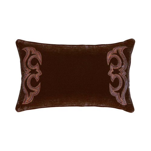 Copper Luxe Velvet Boot Stitch Lumbar Pillow